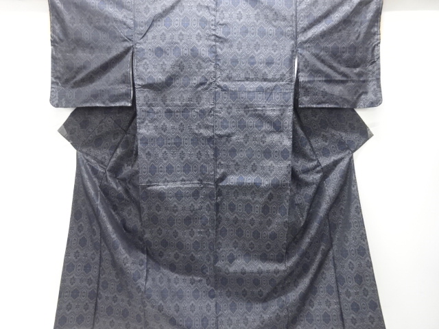 JAPANESE KIMONO / DORO OSHIMA TSUMUGI / WOVEN KIKKO WITH FLOWER